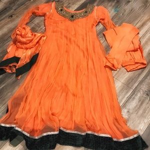 Pakistani/Indian anarkali.Boat neckline stone work